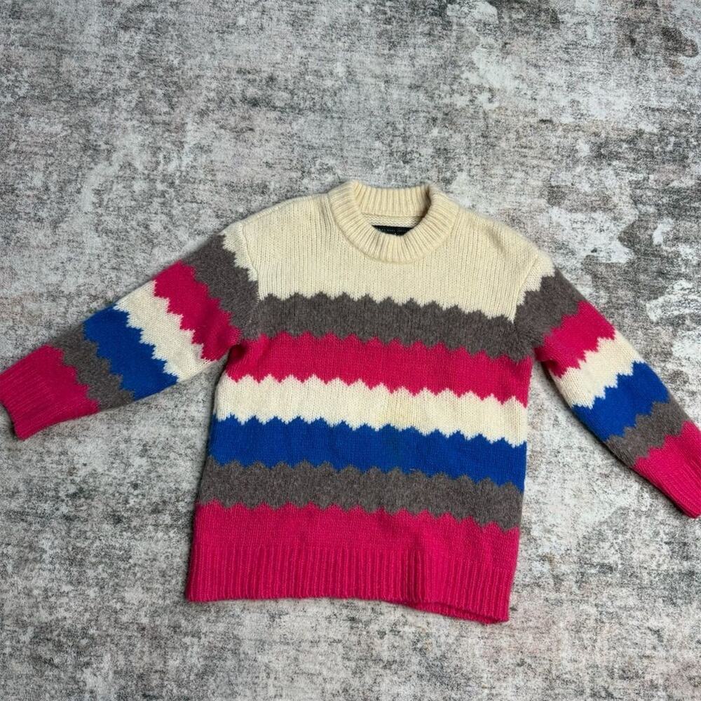 Marc Jacobs sweater sz M Multicolor Chevron Wool Blend Pullover preppy chunky